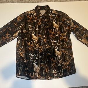 All Over Print Elk Men's Outdoor Camouflage Button Down Shirt
